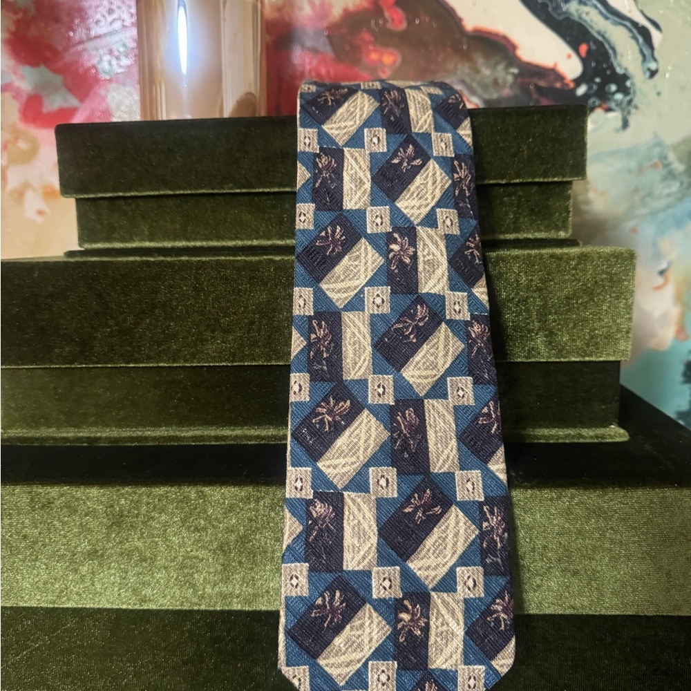 Jos. A. Bank Blue and Gold Geometric Tie